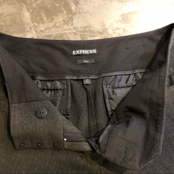 Express Editor Low Rise Dress Pant Slacks CHARCOAL BLACK - Picture 3 of 9